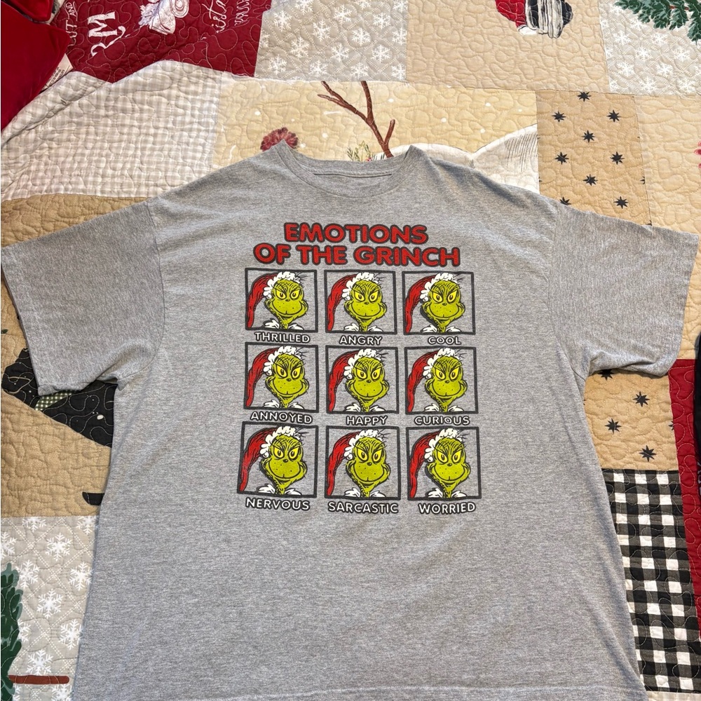 Dr. Seuss Gray Grinch Emotions Tee